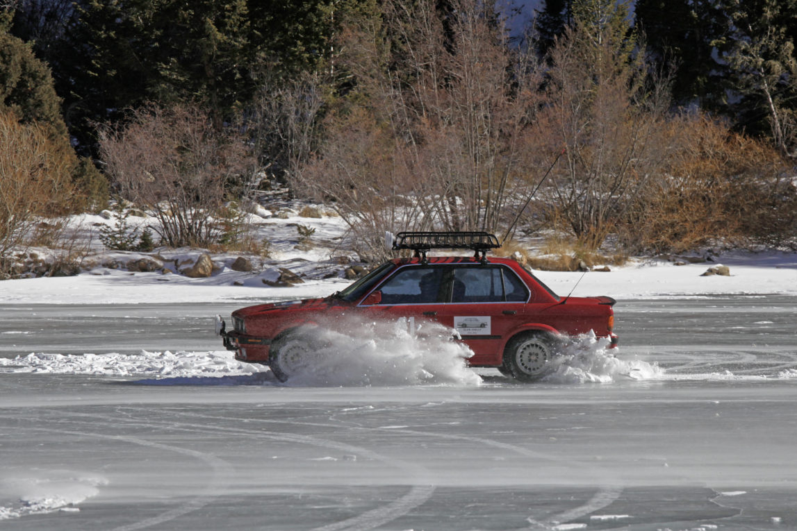 Red Car Racing Ice Gymkhana