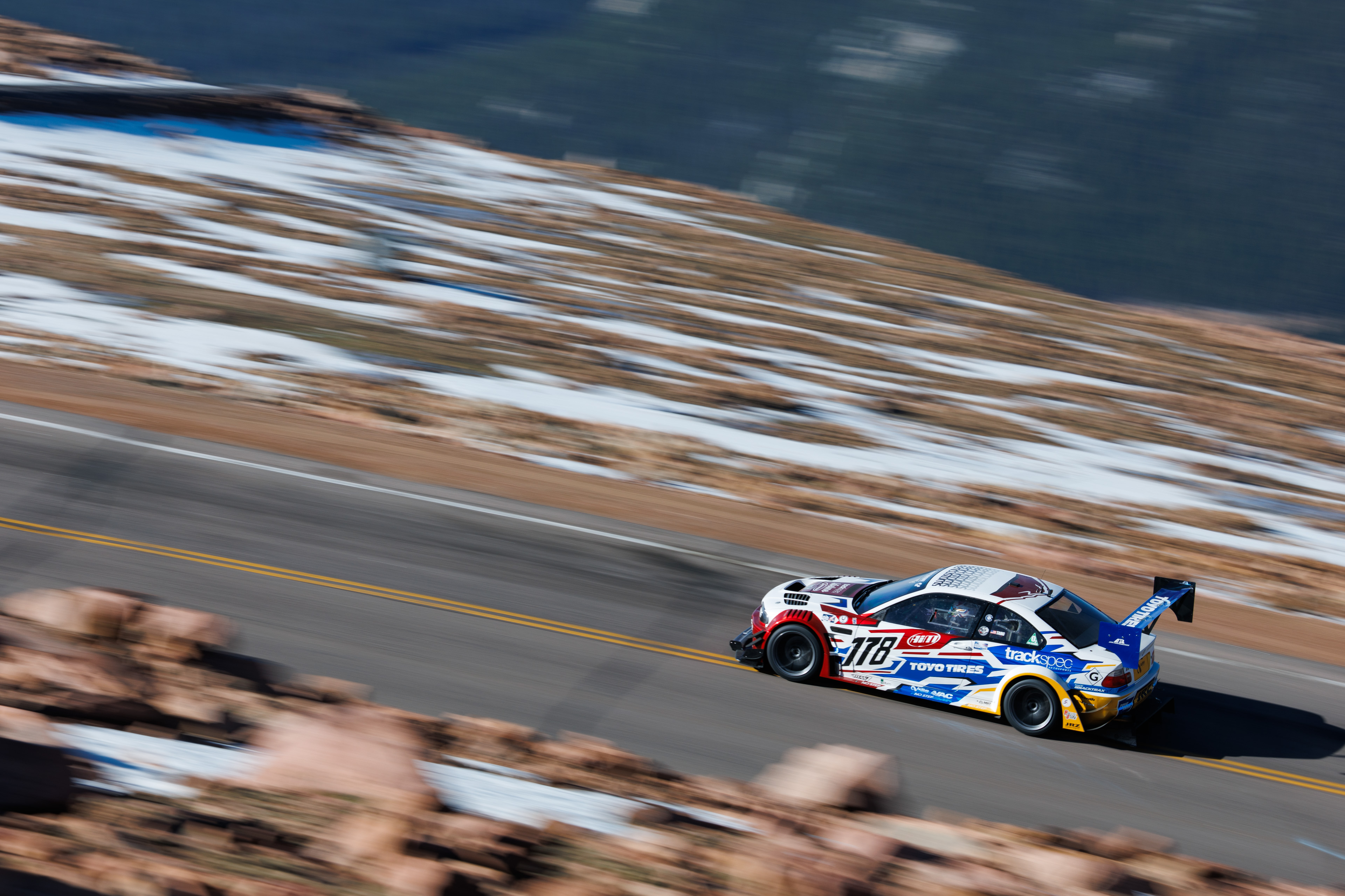 Tom Tang's E46 M3 Ursula racing up Pikes Peak